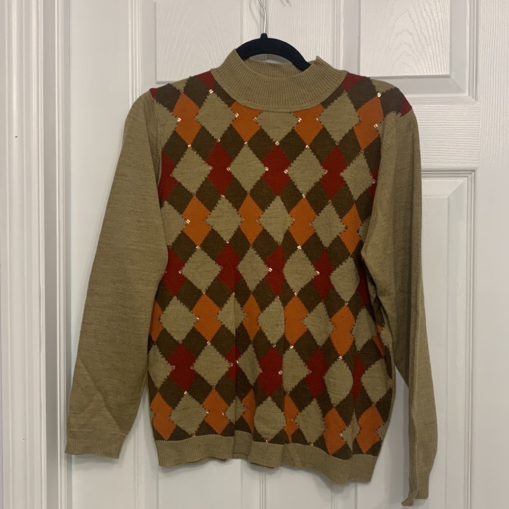 2/$15 Alfred Dunner mock turtle neck sweater with beading B31